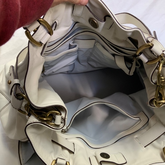 Cole Haan Oversized Leather Shoulder Bag in Winter White - Picture 10 of 13